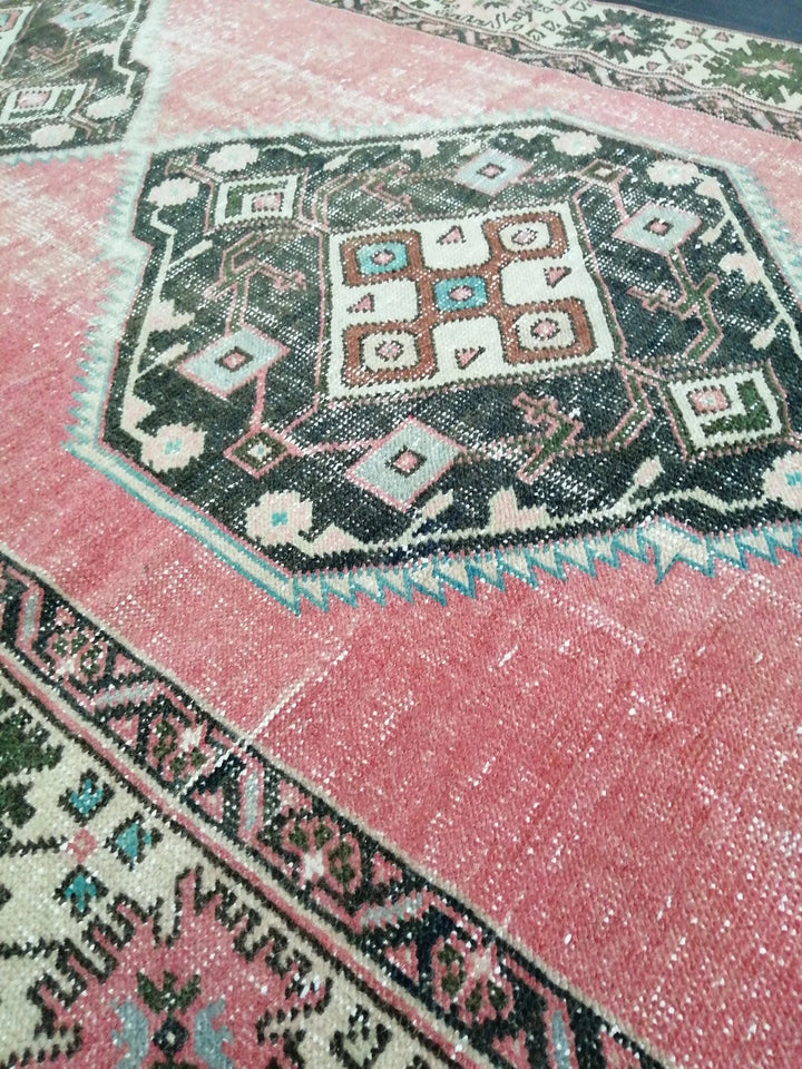 Beige Turkish Runner Rug 4' x 10' 4" Hand-Knotted | No. WR36976