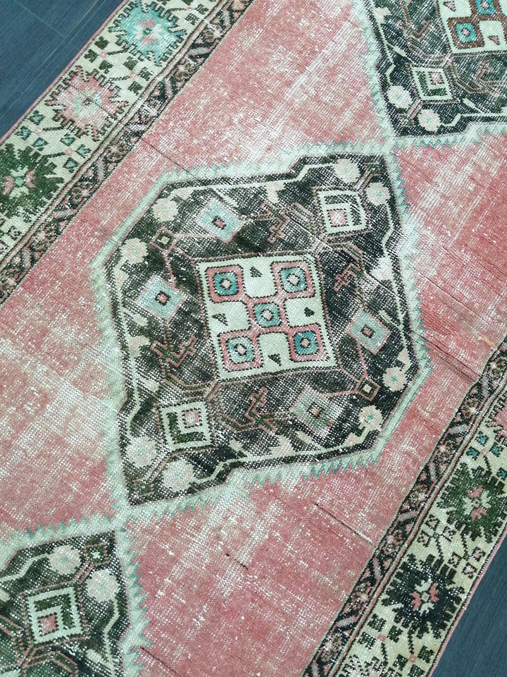 Beige Turkish Runner Rug 4' x 10' 4" Hand-Knotted | No. WR36976