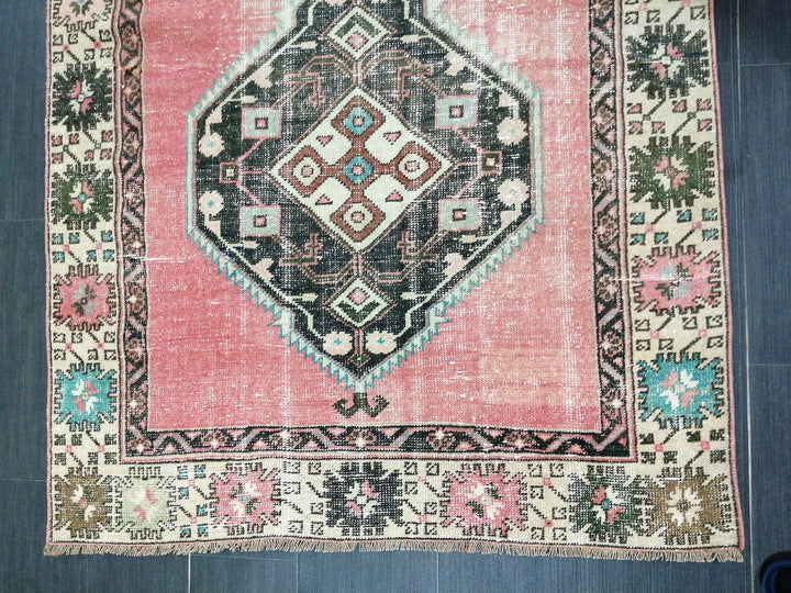 Beige Turkish Runner Rug 4' x 10' 4" Hand-Knotted | No. WR36976