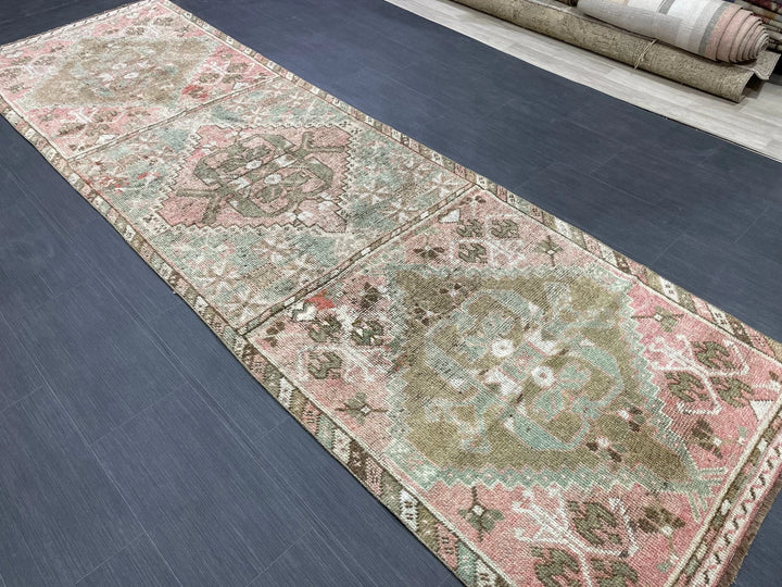 Turkish Runner Rug 3' 4" x 10' 11" Hand-Knotted | No. WR37264