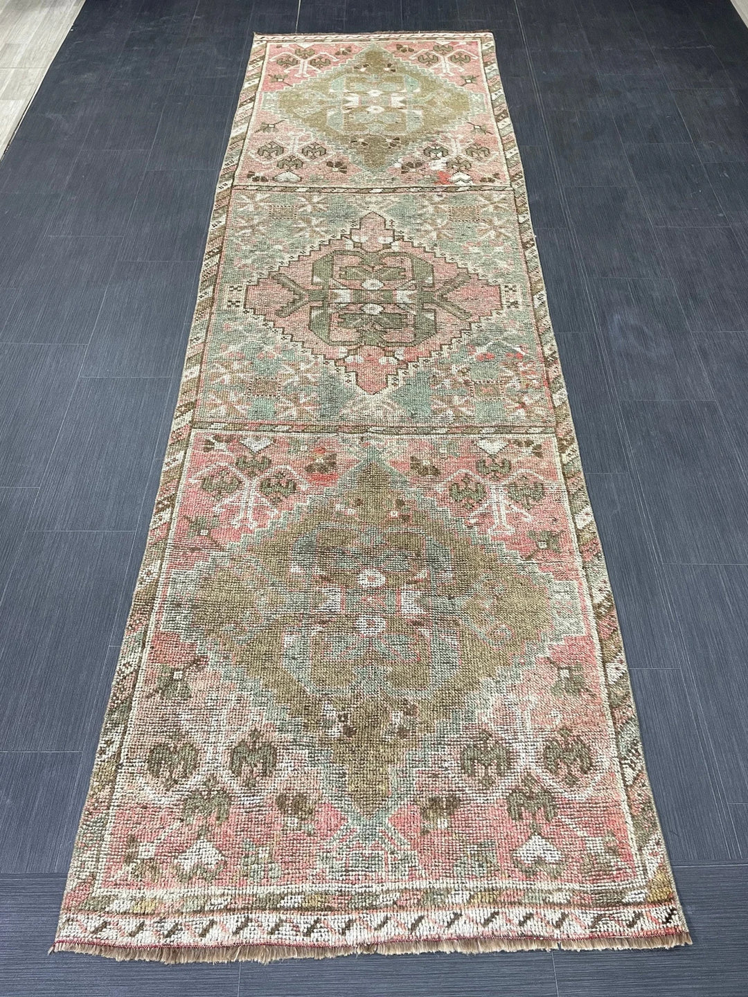 Turkish Runner Rug 3' 4" x 10' 11" Hand-Knotted | No. WR37264
