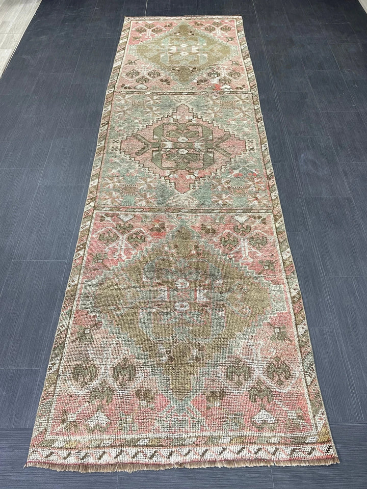 Turkish Runner Rug 3' 4" x 10' 11" Hand-Knotted | No. WR37264