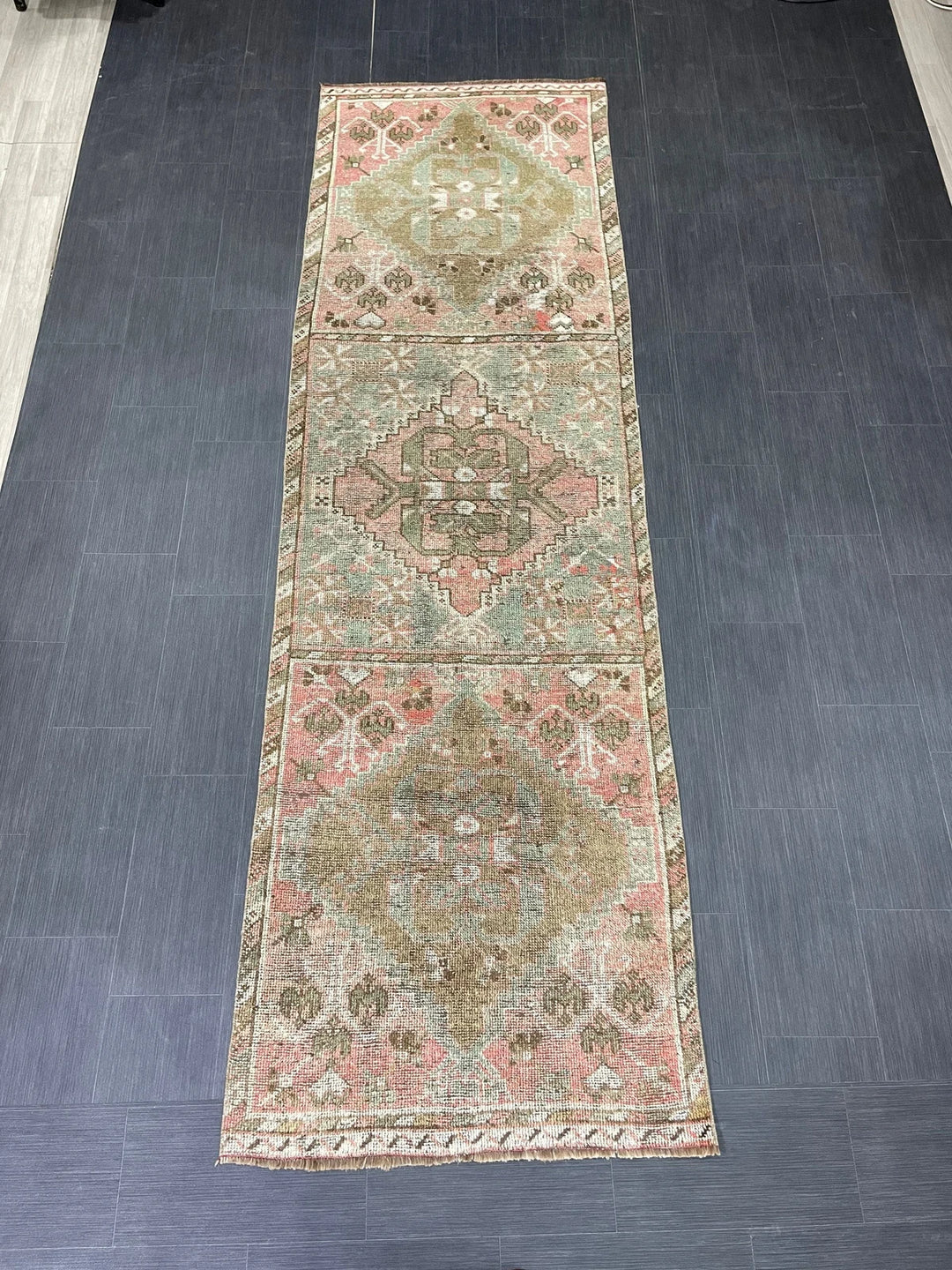 Turkish Runner Rug 3' 4" x 10' 11" Hand-Knotted | No. WR37264