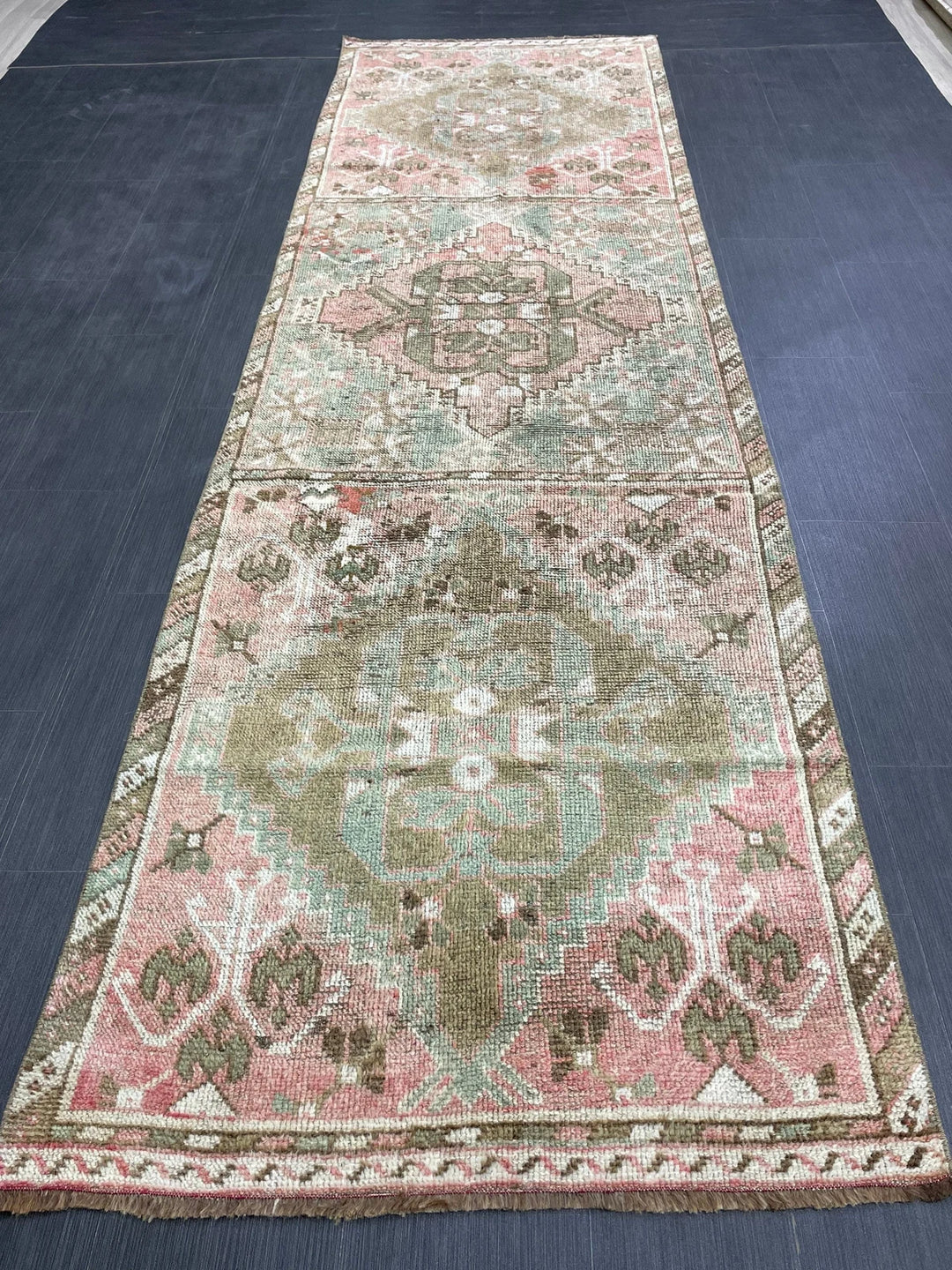 Turkish Runner Rug 3' 4" x 10' 11" Hand-Knotted | No. WR37264