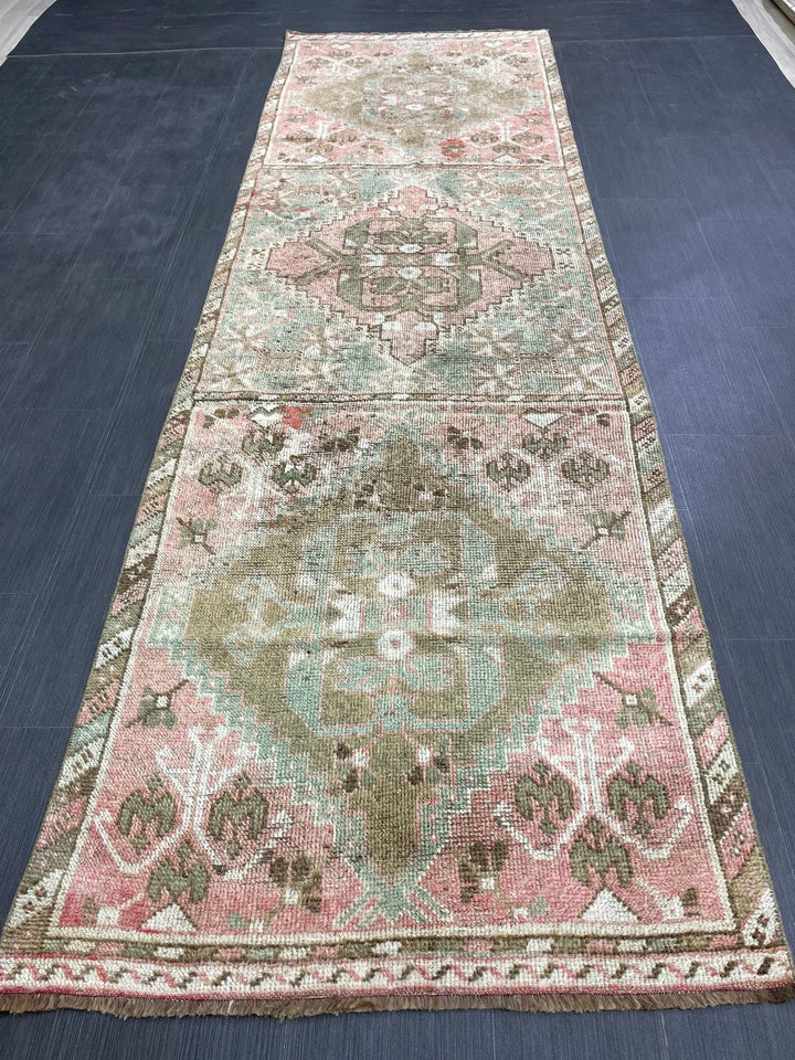 Turkish Runner Rug 3' 4" x 10' 11" Hand-Knotted | No. WR37264