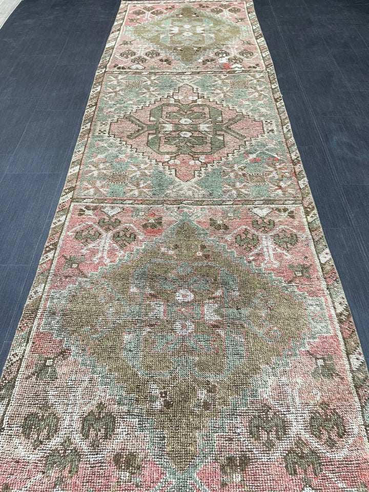 Turkish Runner Rug 3' 4" x 10' 11" Hand-Knotted | No. WR37264