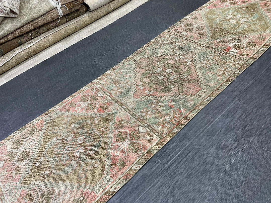 Turkish Runner Rug 3' 4" x 10' 11" Hand-Knotted | No. WR37264