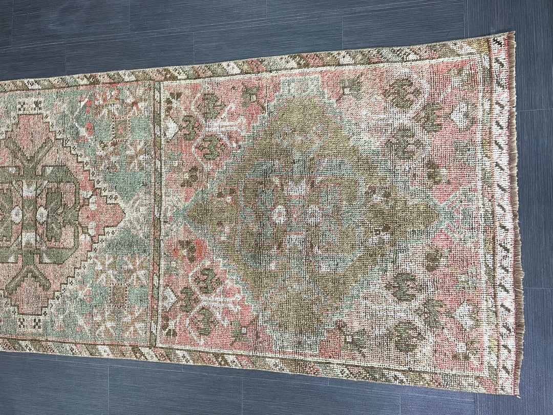 Turkish Runner Rug 3' 4" x 10' 11" Hand-Knotted | No. WR37264
