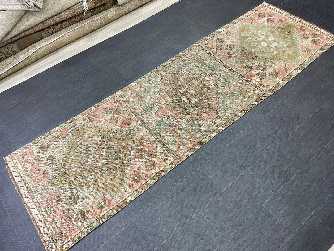 Turkish Runner Rug 3' 4" x 10' 11" Hand-Knotted | No. WR37264