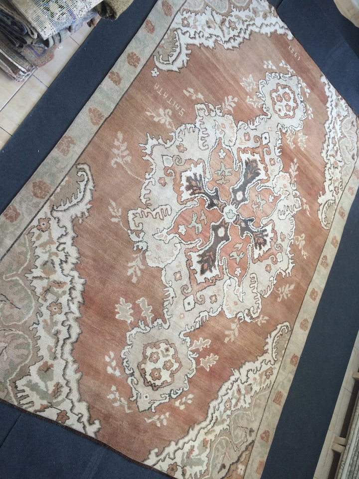 Brown Turkish Runner Rug 7' x 10' 6" Hand-Knotted | No. WR37506