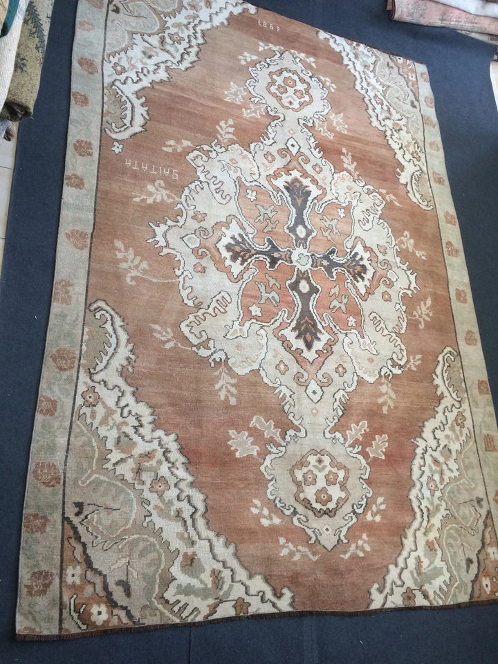 Brown Turkish Runner Rug 7' x 10' 6" Hand-Knotted | No. WR37506