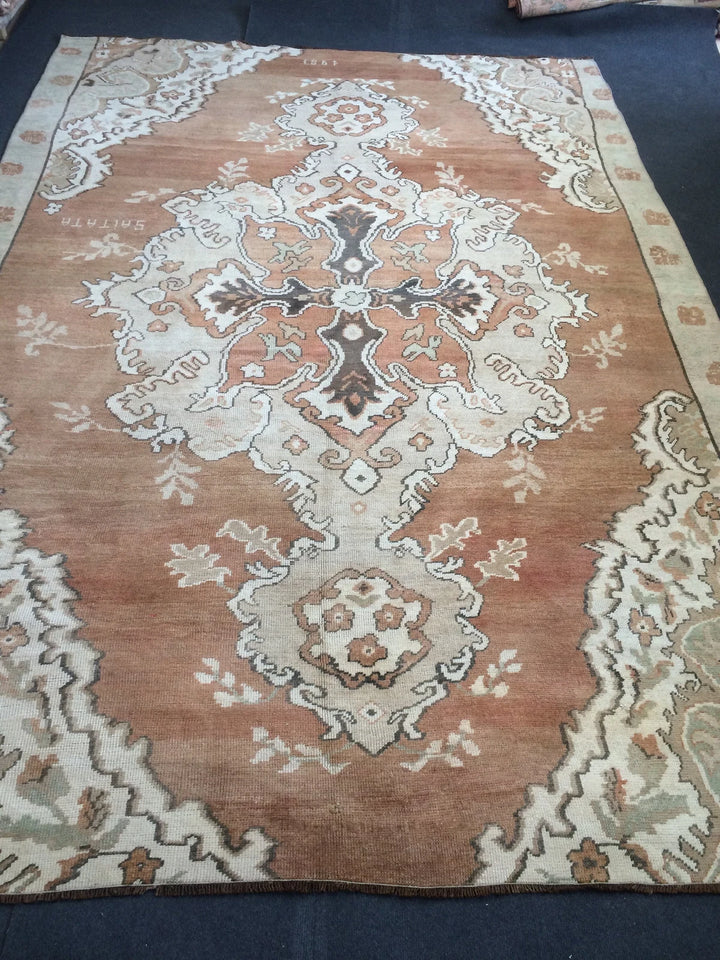 Brown Turkish Runner Rug 7' x 10' 6" Hand-Knotted | No. WR37506