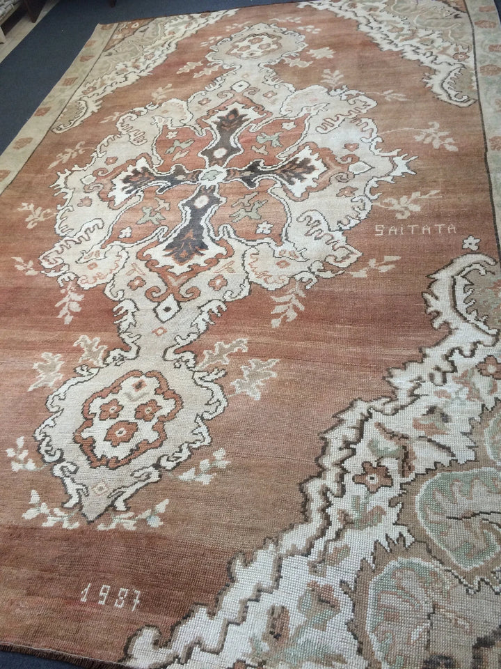 Brown Turkish Runner Rug 7' x 10' 6" Hand-Knotted | No. WR37506