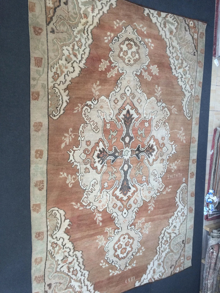 Brown Turkish Runner Rug 7' x 10' 6" Hand-Knotted | No. WR37506