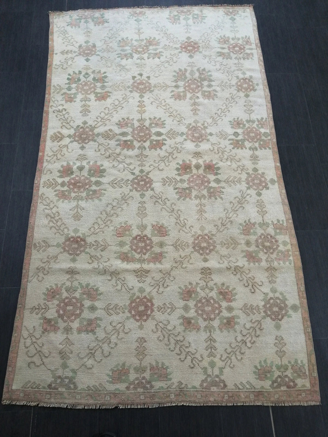 Beige Turkish Runner Rug 4' 3" x 7' 7" Hand-Knotted | No. WR37605