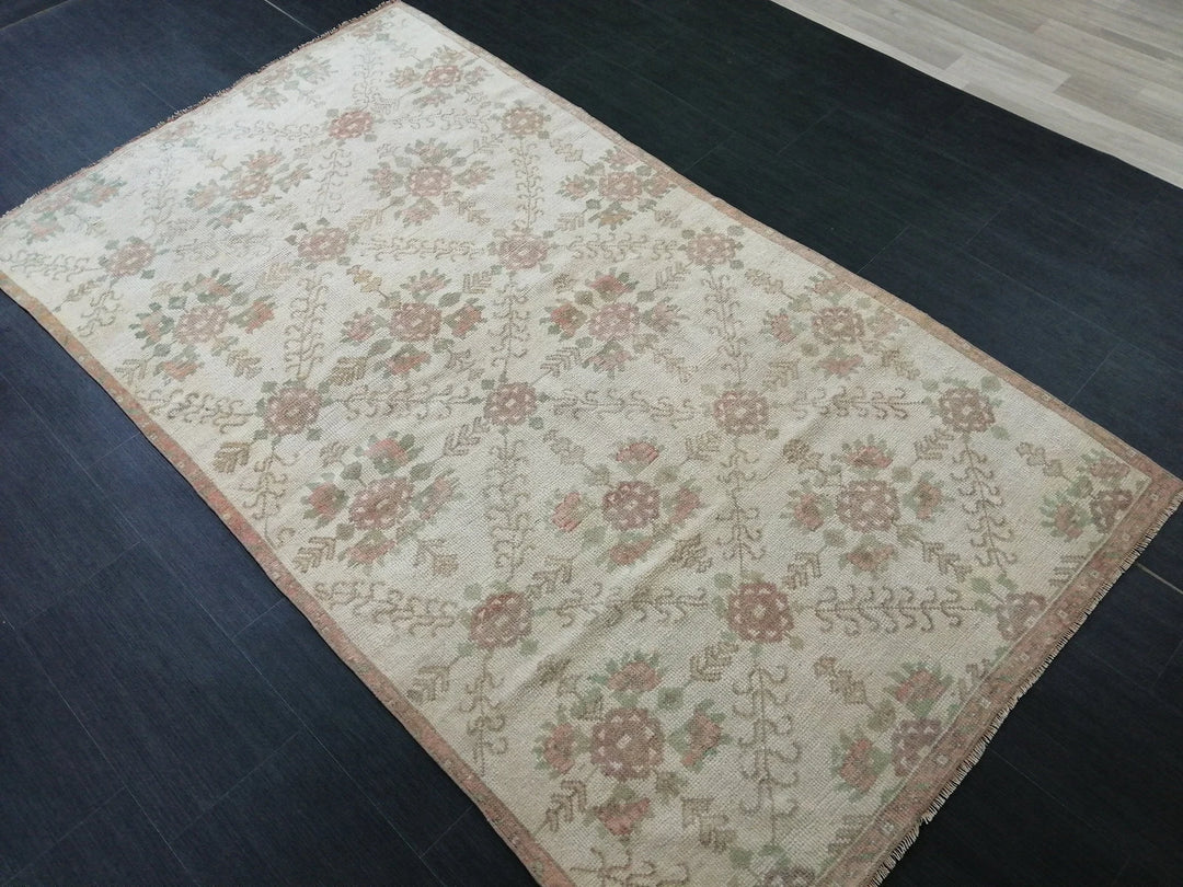 Beige Turkish Runner Rug 4' 3" x 7' 7" Hand-Knotted | No. WR37605