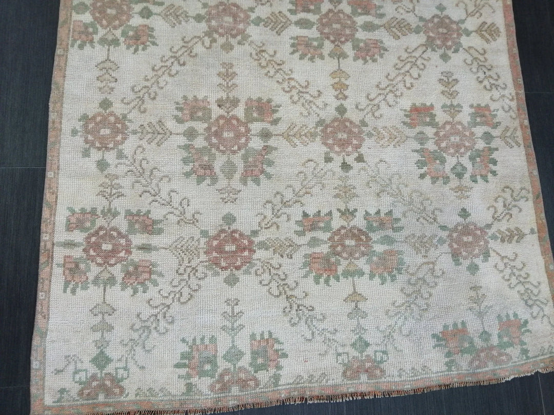 Beige Turkish Runner Rug 4' 3" x 7' 7" Hand-Knotted | No. WR37605