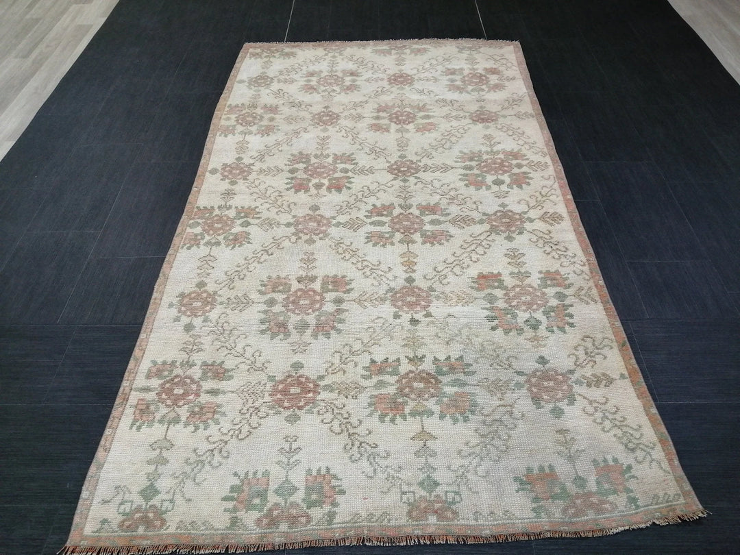 Beige Turkish Runner Rug 4' 3" x 7' 7" Hand-Knotted | No. WR37605