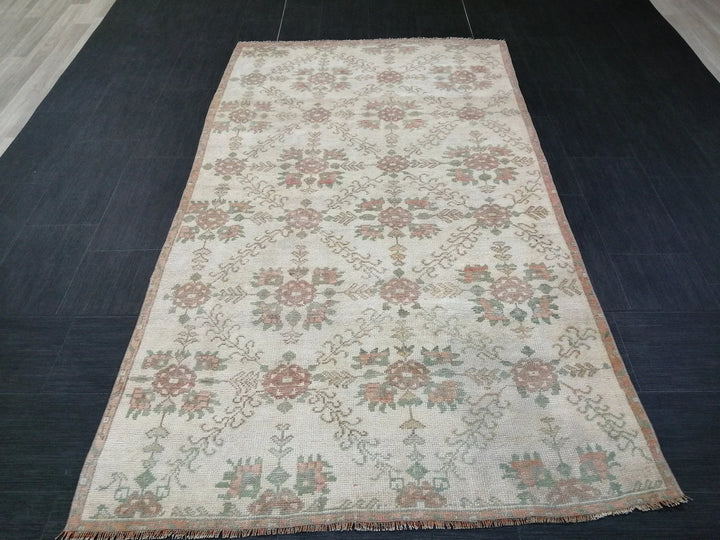 Beige Turkish Runner Rug 4' 3" x 7' 7" Hand-Knotted | No. WR37605