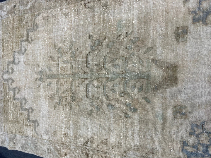 Beige Turkish Runner Rug 2' 4" x 3' 11" Hand-Knotted | No. WR37742