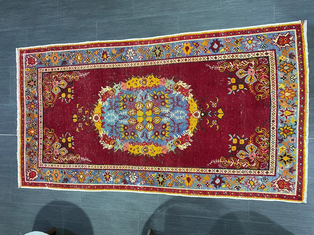 Red Turkish Vintage Rug 3' x 5' 7" Hand-Knotted | No. WR37917