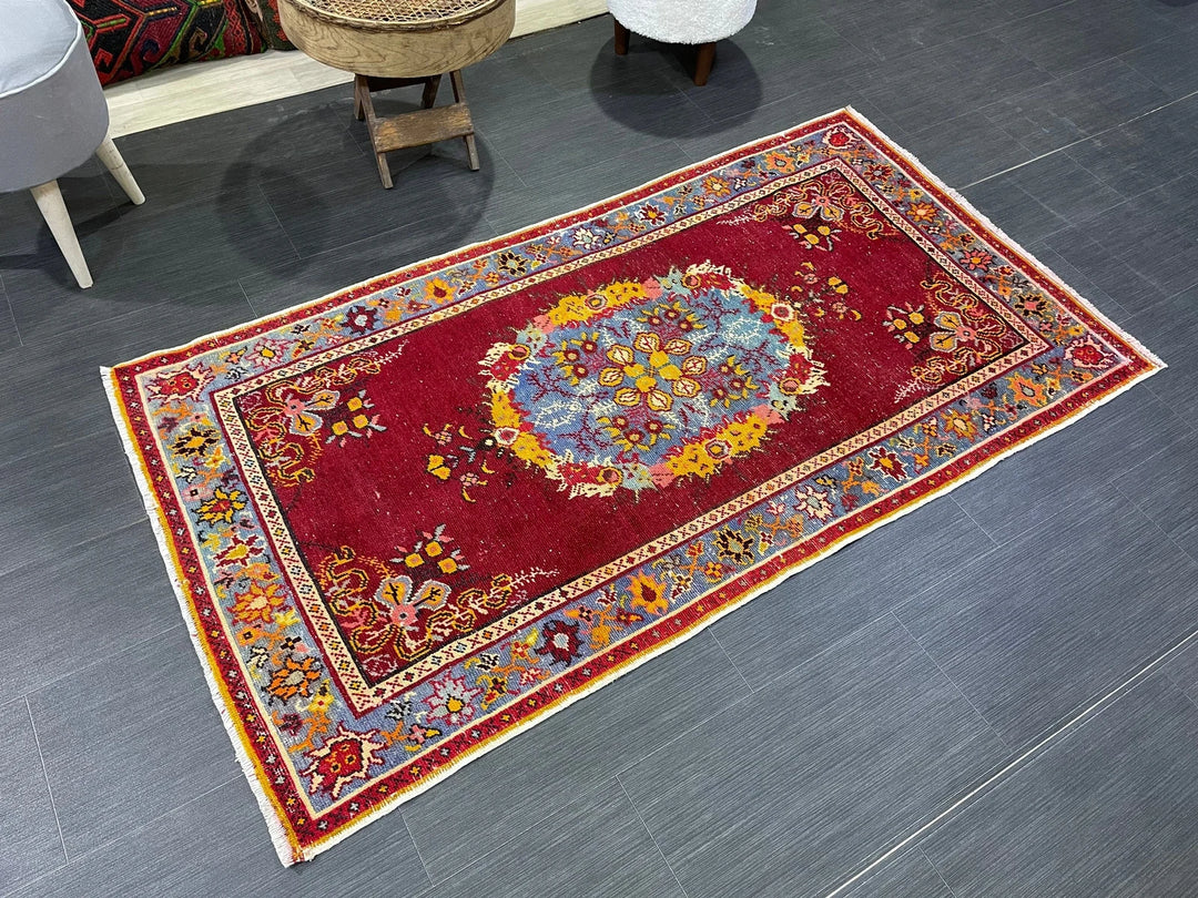 Red Turkish Vintage Rug 3' x 5' 7" Hand-Knotted | No. WR37917