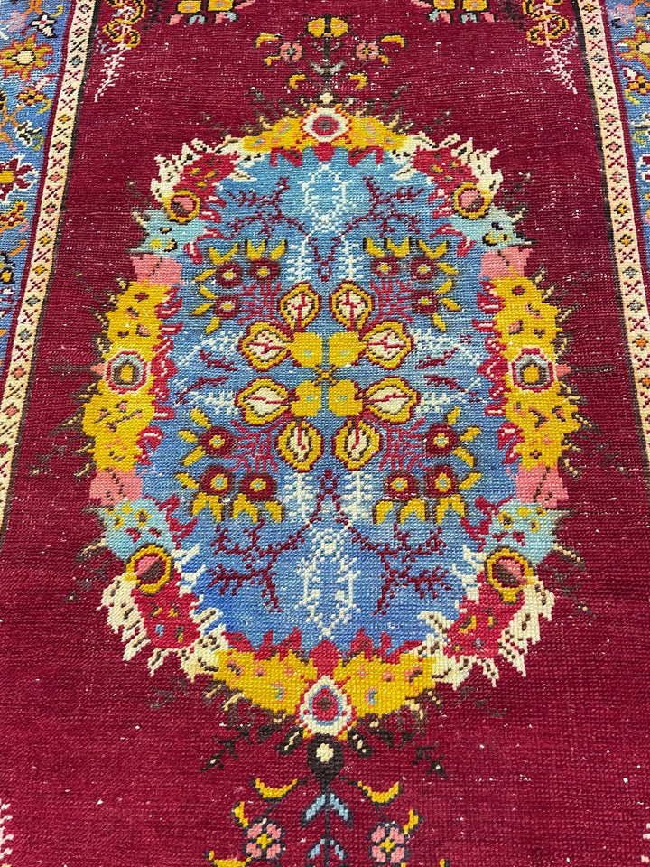 Red Turkish Vintage Rug 3' x 5' 7" Hand-Knotted | No. WR37917