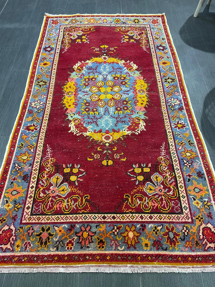 Red Turkish Vintage Rug 3' x 5' 7" Hand-Knotted | No. WR37917