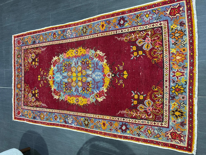 Red Turkish Vintage Rug 3' x 5' 7" Hand-Knotted | No. WR37917