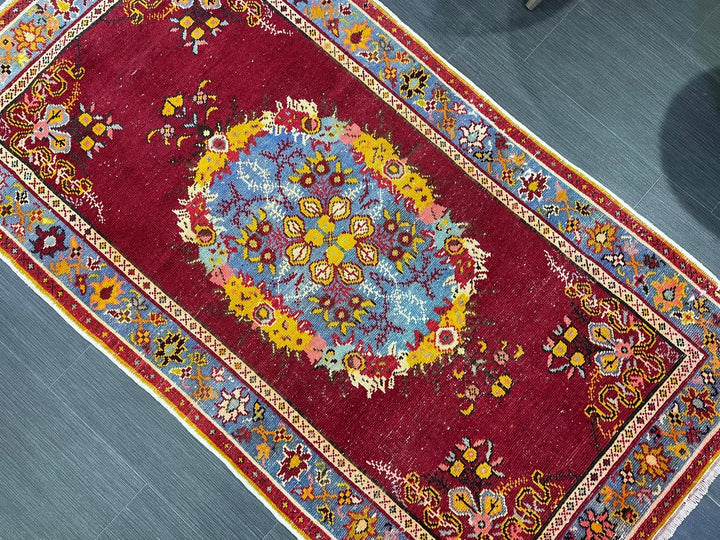 Red Turkish Vintage Rug 3' x 5' 7" Hand-Knotted | No. WR37917