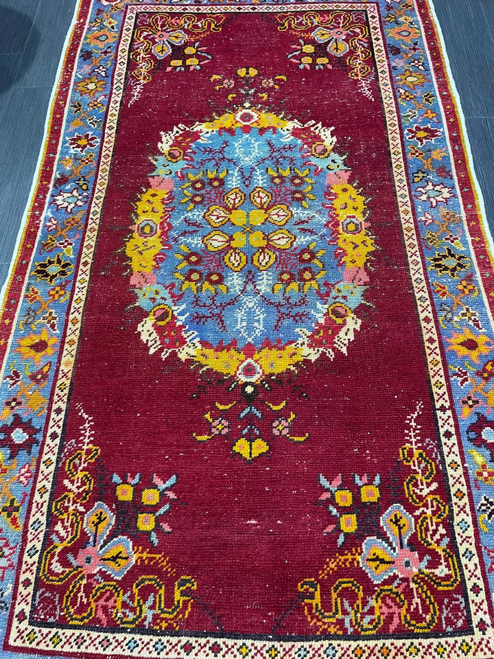 Red Turkish Vintage Rug 3' x 5' 7" Hand-Knotted | No. WR37917