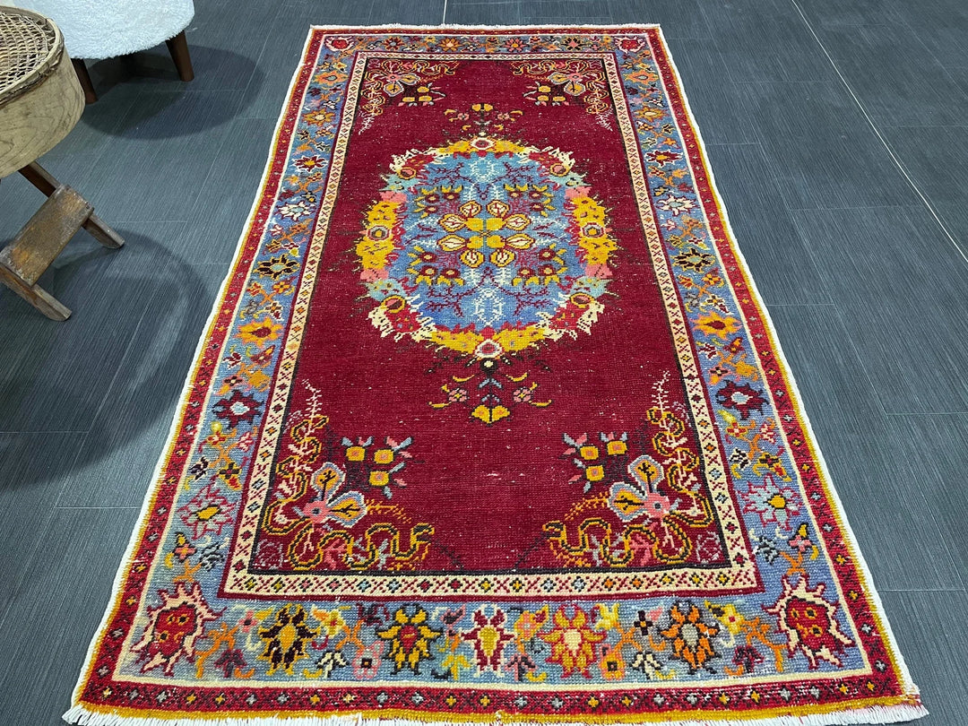 Red Turkish Vintage Rug 3' x 5' 7" Hand-Knotted | No. WR37917
