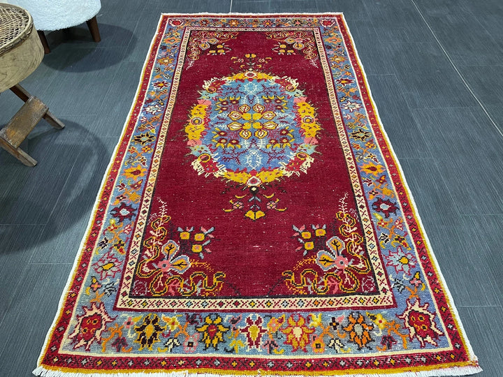 Red Turkish Vintage Rug 3' x 5' 7" Hand-Knotted | No. WR37917
