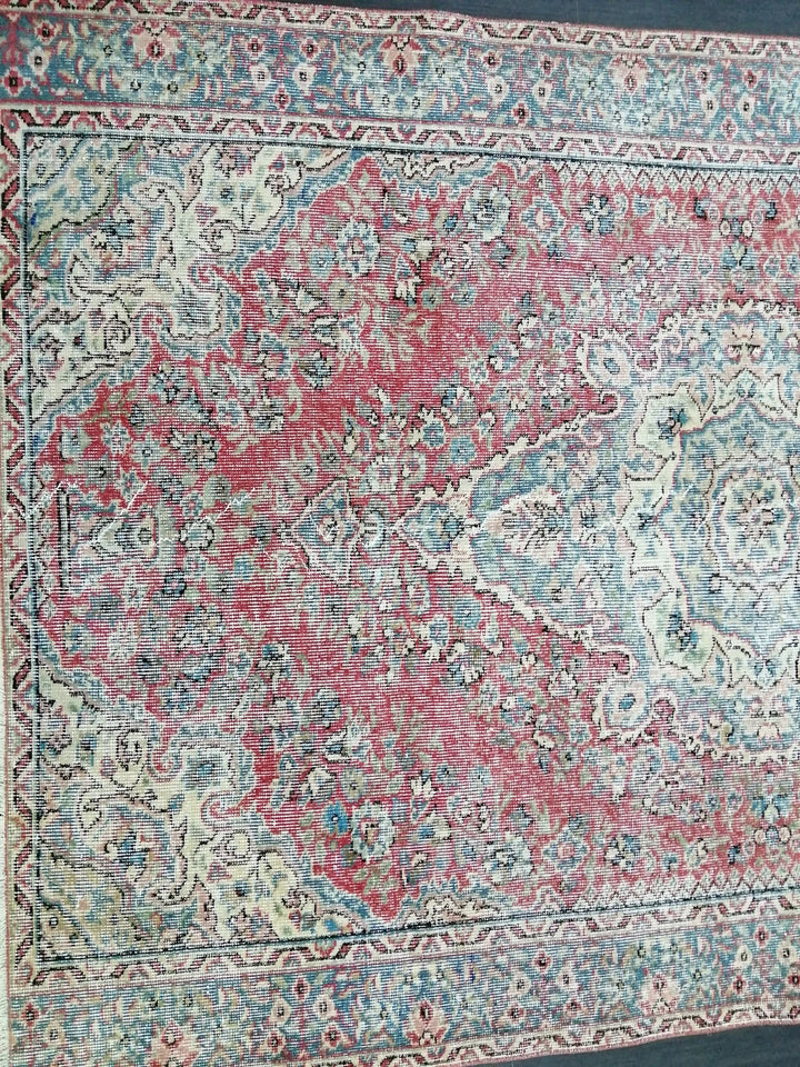 Beige Turkish Runner Rug 5' 5" x 8' 2" Hand-Knotted | No. WR38018