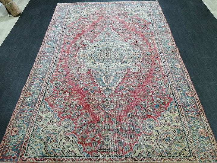Beige Turkish Runner Rug 5' 5" x 8' 2" Hand-Knotted | No. WR38018
