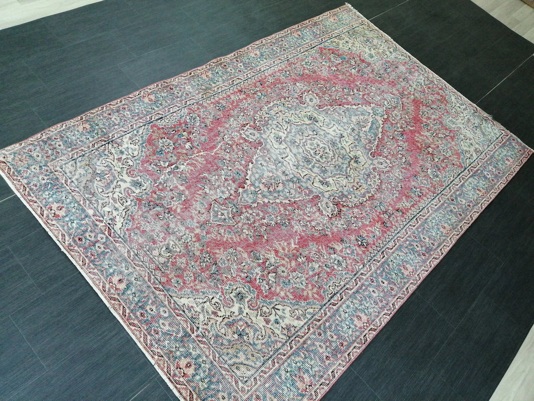 Beige Turkish Runner Rug 5' 5" x 8' 2" Hand-Knotted | No. WR38018