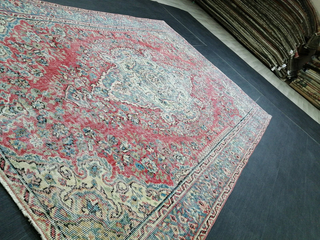 Beige Turkish Runner Rug 5' 5" x 8' 2" Hand-Knotted | No. WR38018