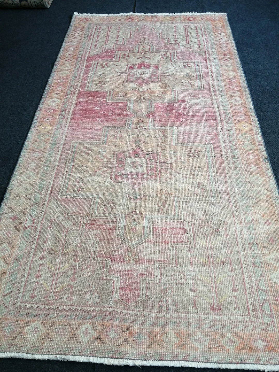 Beige Turkish Runner Rug 4' 4" x 8' 5" Hand-Knotted | No. WR38065