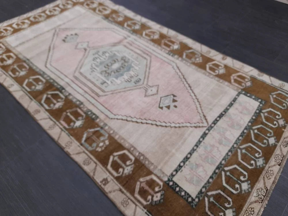 Brown Turkish Runner Rug 3' 6" x 6' 3" Hand-Knotted | No. WR38663