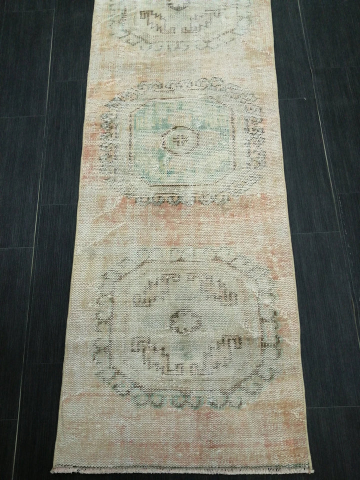 Beige Turkish Runner Rug 2' 3" x 10' 4" Hand-Knotted | No. WR38823