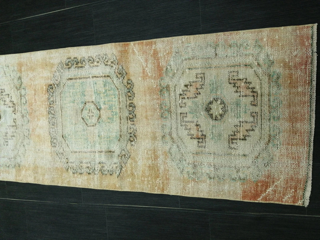 Beige Turkish Runner Rug 2' 3" x 10' 4" Hand-Knotted | No. WR38823