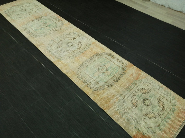 Beige Turkish Runner Rug 2' 3" x 10' 4" Hand-Knotted | No. WR38823