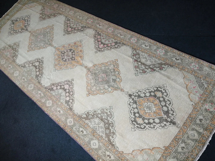 Beige Turkish Runner Rug 5' x 12' 7" Hand-Knotted | No. WR38922