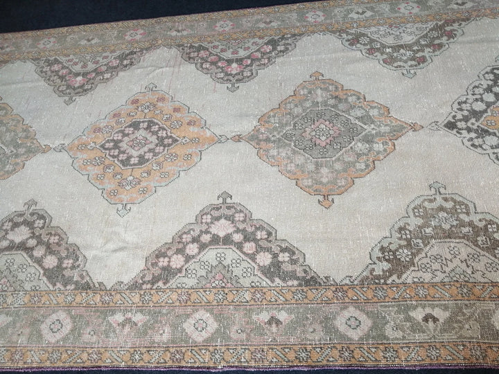 Beige Turkish Runner Rug 5' x 12' 7" Hand-Knotted | No. WR38922
