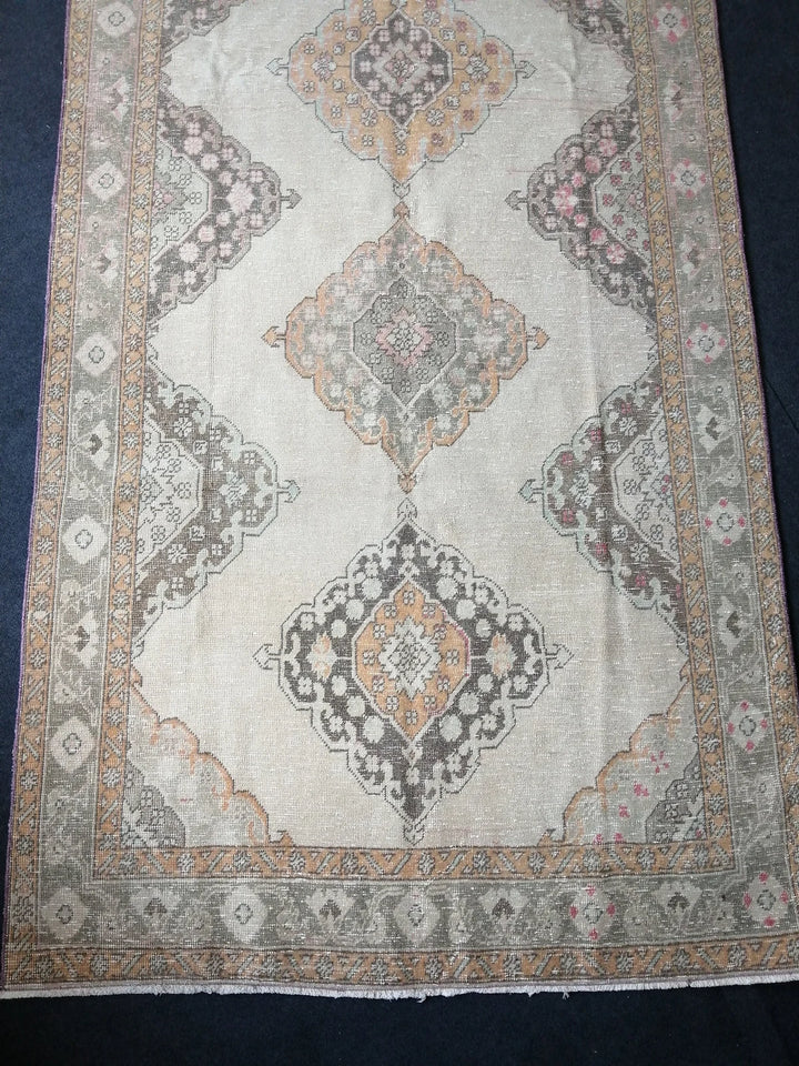 Beige Turkish Runner Rug 5' x 12' 7" Hand-Knotted | No. WR38922