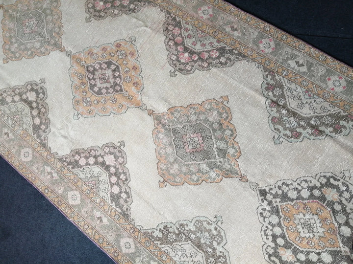 Beige Turkish Runner Rug 5' x 12' 7" Hand-Knotted | No. WR38922