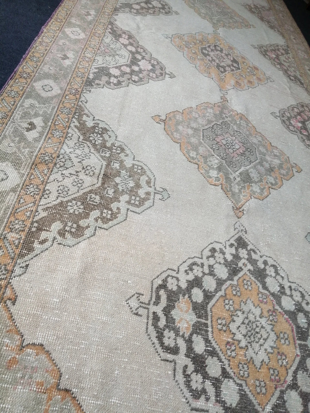 Beige Turkish Runner Rug 5' x 12' 7" Hand-Knotted | No. WR38922