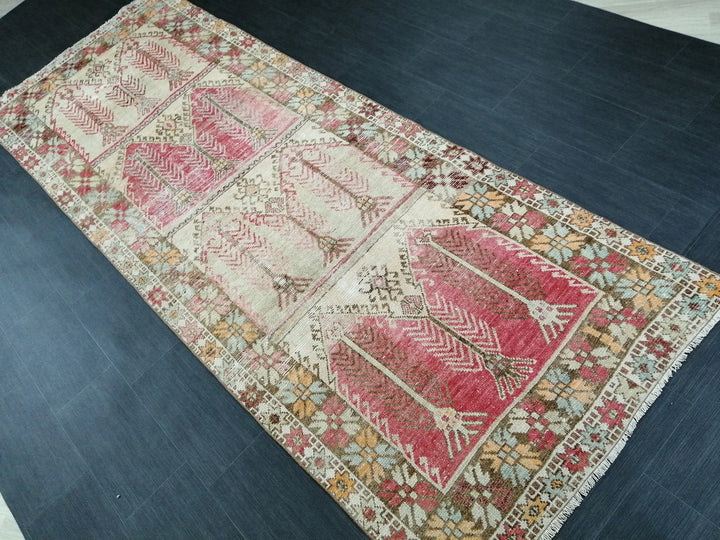 Tan Turkish Runner Rug 4' 1" x 11' Hand-Knotted | No. WR39051