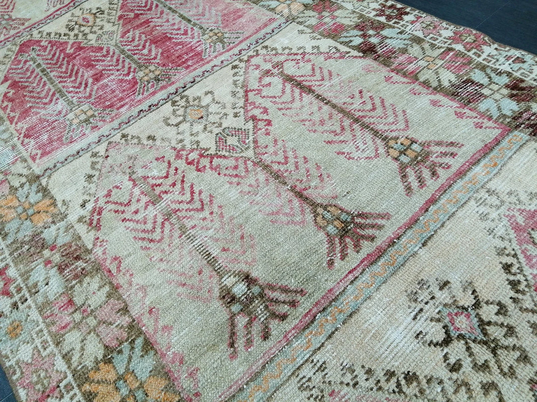 Tan Turkish Runner Rug 4' 1" x 11' Hand-Knotted | No. WR39051