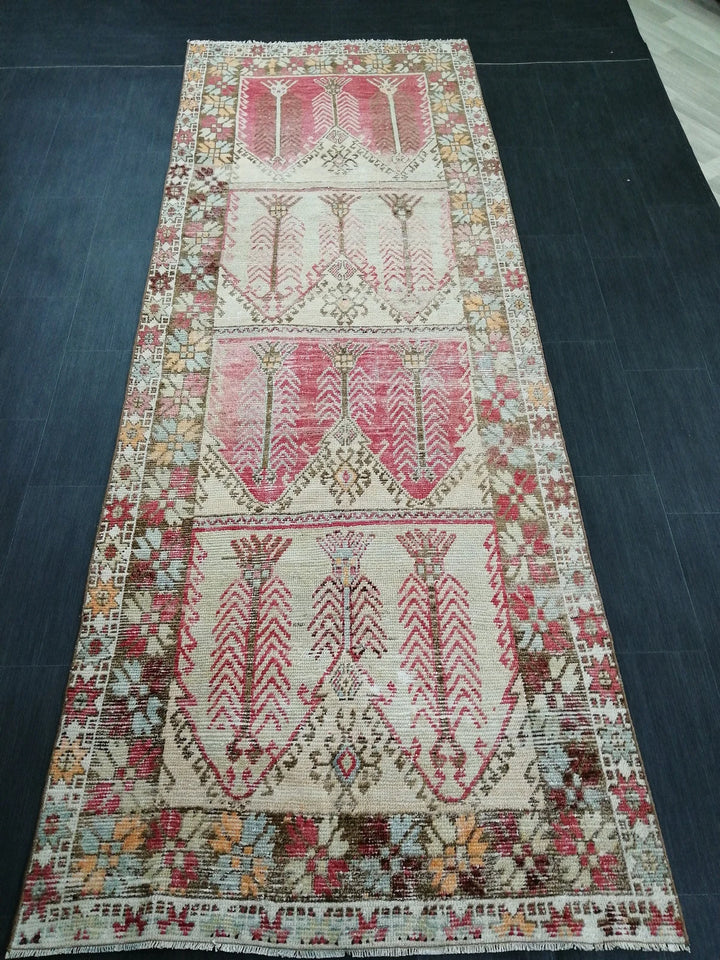 Tan Turkish Runner Rug 4' 1" x 11' Hand-Knotted | No. WR39051